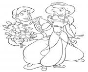 Aladdin et Jasmin dessin à colorier