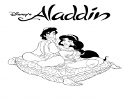 Coloriage Aladdin et Jasmin dessin