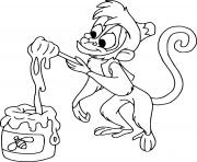 Abu le singe de Aladdin aime le miel dessin à colorier