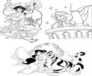 Jasmine pense a Aladdin dessin à colorier