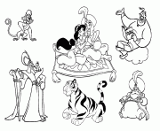 les personnages de Aladdin dessin à colorier
