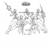 samurai power rangers equipe dessin à colorier