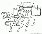 chevalier devant un chateau dessin à colorier
