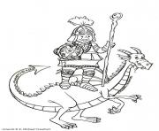 chevalier sur un dragon dessin à colorier