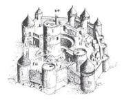 chateau fort du moyen age 2 dessin à colorier