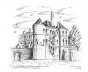 Coloriage chateau fort du moyen age de saint gobain au XIIII Siecle dessin