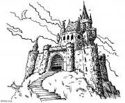 Coloriage chateau fort du moyen age dessin