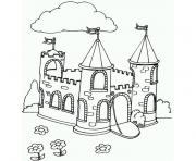 Coloriage chateau princesse simple facile maternelle dessin