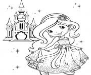 Princesse charlotte devant son chateau dessin à colorier