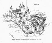 chateau fort du moyen age de saint gobain au XIIII Siecle dessin à colorier