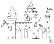 Coloriage chateau maternelle simple enfant dessin