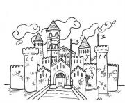 Coloriage chateau fort du moyen age dessin