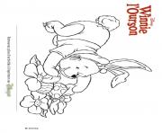 Coloriage winnie de pooh aime les fleurs dessin