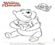 Coloriage winnie the pooh avec des ballons en forme de coeur saint valentin dessin