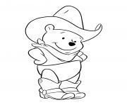 winnie de pooh ourson en mode cowboy dessin à colorier