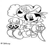 mickey et son lampion en citrouille halloween disney dessin à colorier