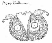 Coloriage trois citrouille halloween adulte dessin