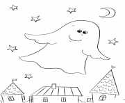 un gentil fantome halloween dessin à colorier