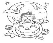 Coloriage chat halloween enfant dessin