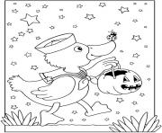halloween facile canard avec une citrouille dessin à colorier
