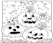 Coloriage citrouilles decorees happy halloween dessin