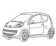 Voiture Peugeot 107 dessin à colorier