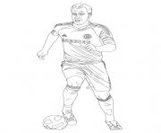 Coloriage cartoon joeur de foot frappe le ballon dessin