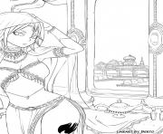 Coloriage oriental fairy tail juvia dans le monde de aladin