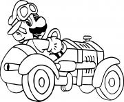 mario kart ancienne voiture dessin à colorier