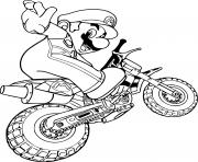 mario en mode moto dessin à colorier