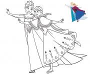 Coloriage reine des neiges anna et elsa dans les montagnes dessin