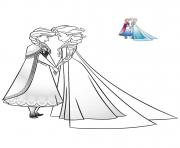 Coloriage reine des neiges dessin avec prince hans dessin