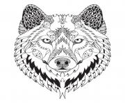 magnifique loup mandala animal adulte dessin à colorier