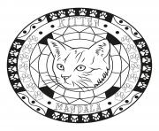 adulte mandala chat chaton original facile dessin à colorier