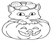 Coloriage 3 enfants deguises pour halloween avec une citrouille dessin