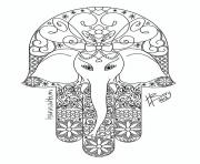 adulte elephant hamsa dessin à colorier