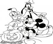 mickey goofy donald halloween disney dessin à colorier