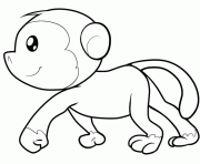 singe qui marche cute animaux mignon dessin à colorier