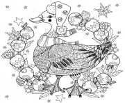 christmas goose avec des pommes zentangle noel adulte dessin à colorier