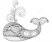 whale zentangle adulte dessin à colorier