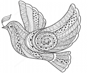 zentangle dove of peace adulte dessin à colorier