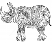 zentangle rhino adulte dessin à colorier