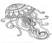 jellyfish zentangle adulte dessin à colorier