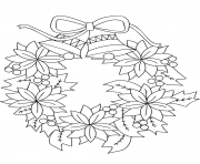 couronne de noel avec fleurs et cloches dessin à colorier