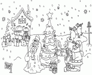 Coloriage sapin noel avec cadeaux dessin