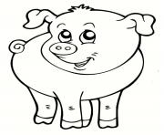 cochon souriant animal de la ferme dessin à colorier