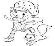 la belle fraisinette et son chat dessin à colorier