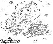 Coloriage Charlotte aux fraises lit un livre dessin