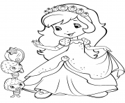 Coloriage Charlotte aux fraises et un chat dessin