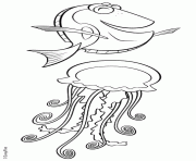 Coloriage Dory avec une meduse dessin